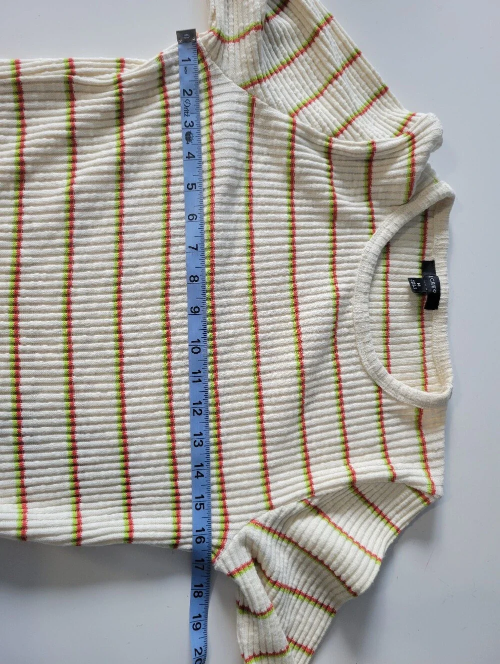 J. Crew Cream Ribbed Long-Sleeve Crewneck Stripes M